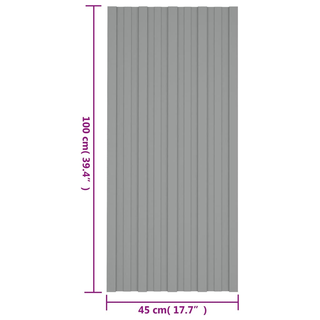 vidaXL katusepaneel 12 tk, tsingitud terasest, hall, 100 x 45 cm
