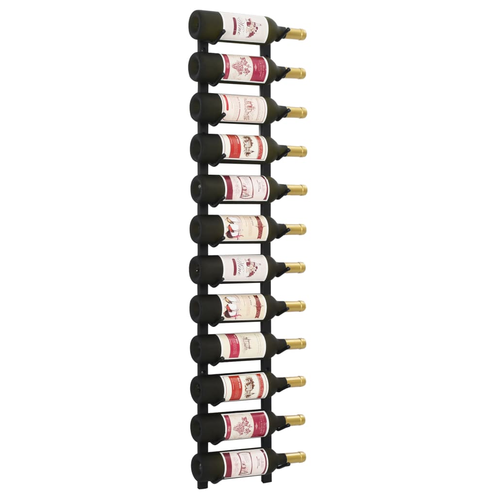 vidaXL seinale kinnitatav veiniriiul 12 pudelile, must raud