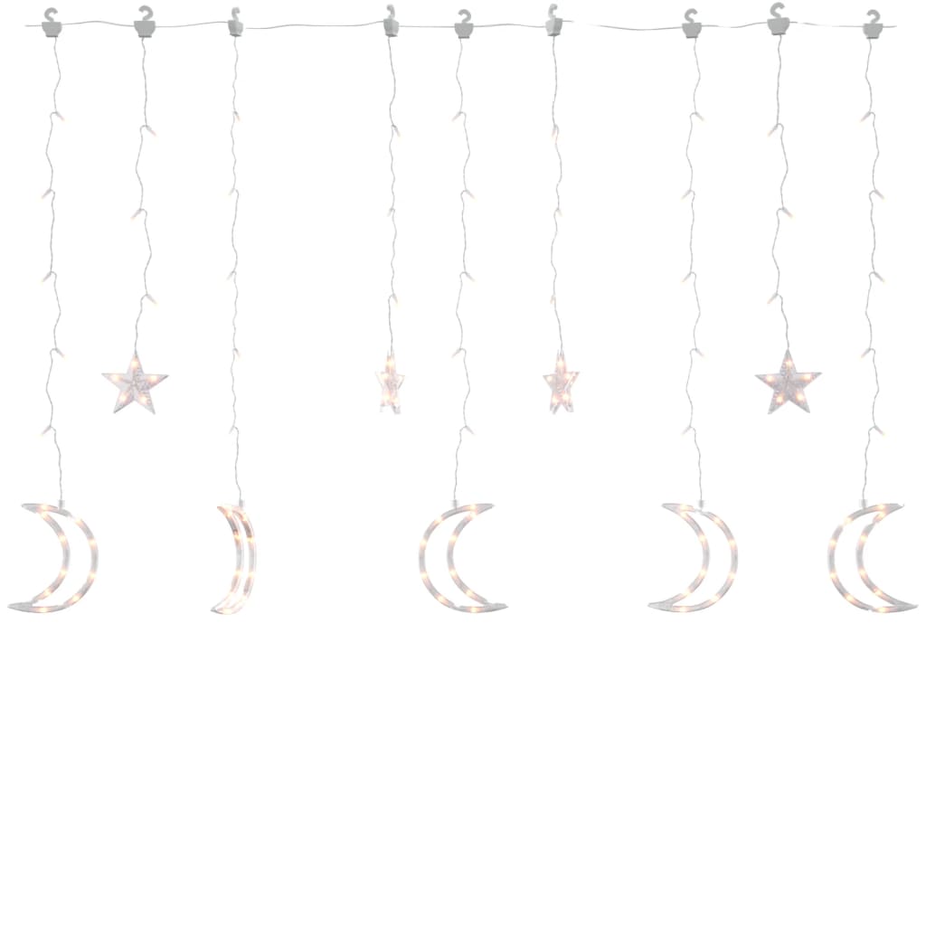 vidaXL haldjatuled tähed ja kuud, puldiga, 138 LEDi, soe valge