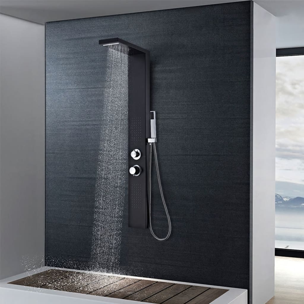 vidaXLi dušipaneeli süsteem, alumiinium, matt must