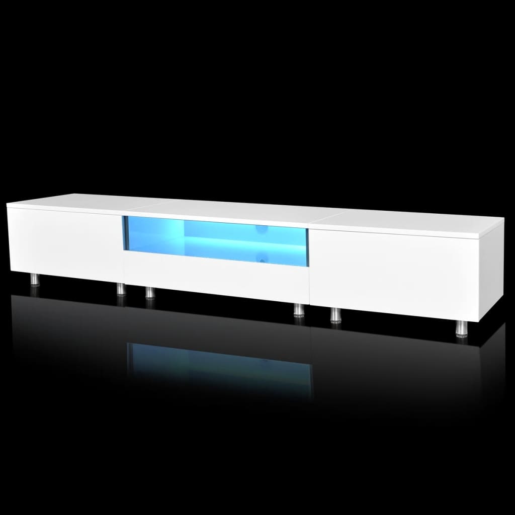 Kõrgläikega TV-alus LED valgustiga 200 cm, valge
