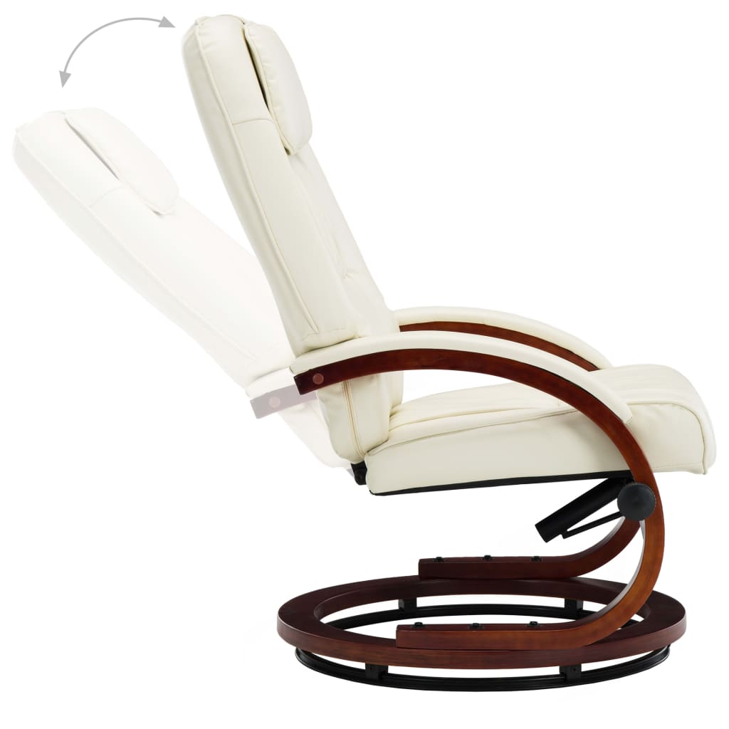 vidaXL allalastava seljatoega tool jalapingiga kreemjasvalge kunstnahk