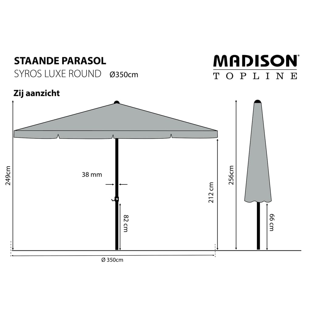 Madison päikesevari "Syros Luxe" 350 cm, ümmargune, helebeež