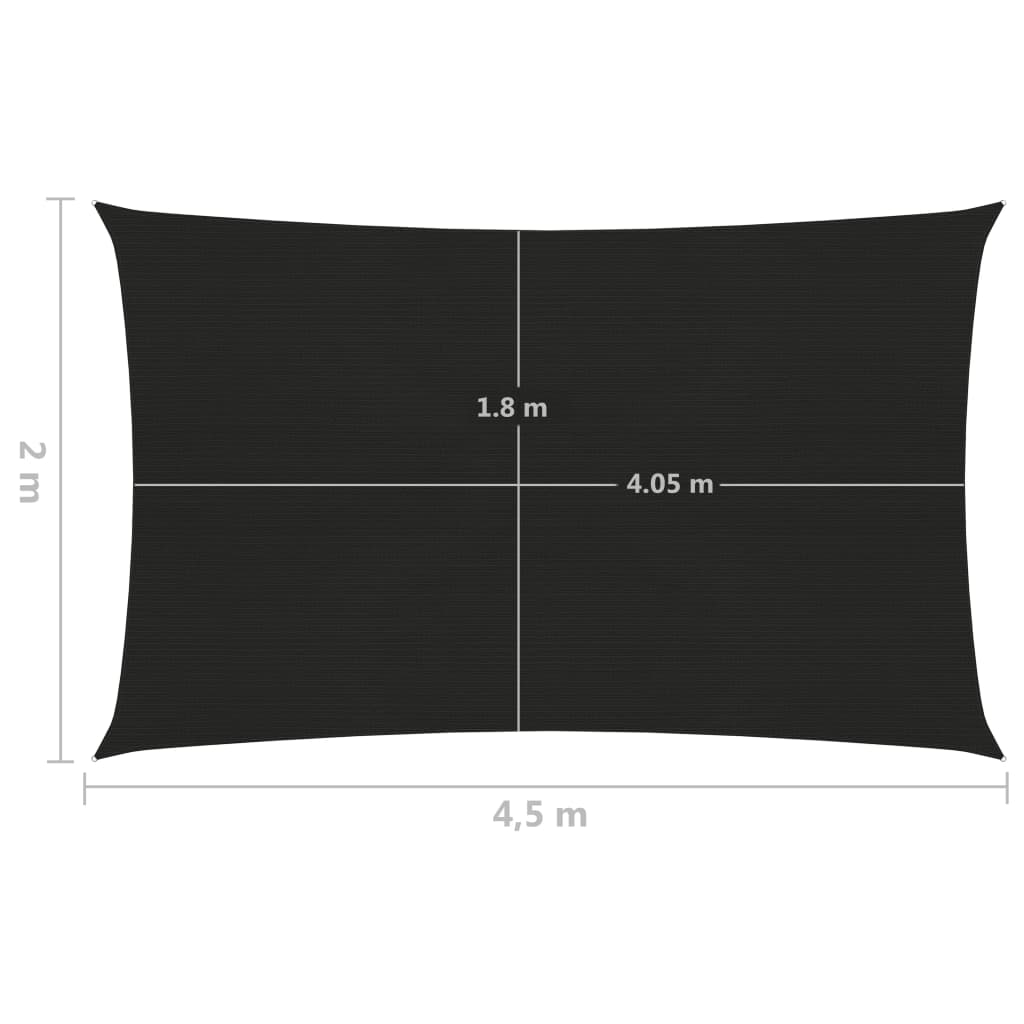 vidaXL päikesepuri 160 g/m² must, 2 x 4,5 m, HDPE