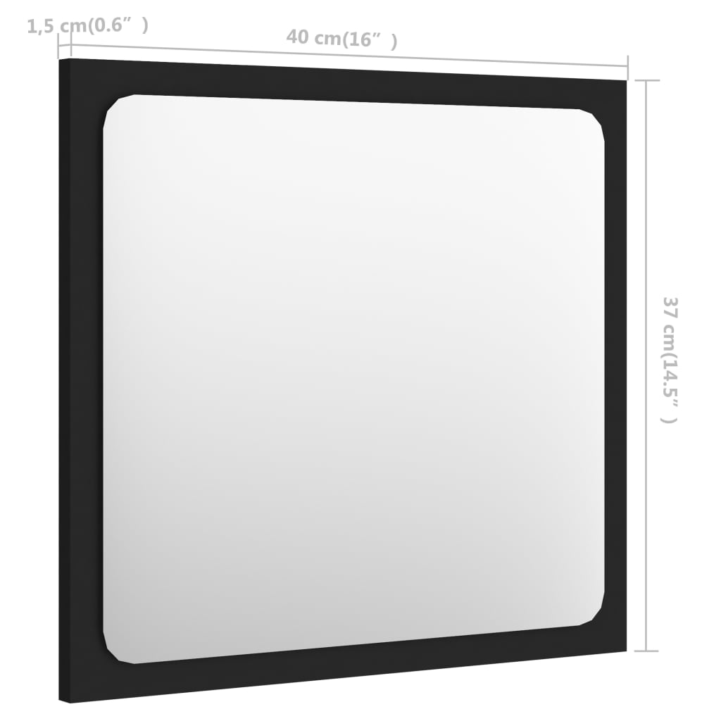 vidaXL vannitoa peegel, must, 40 x 1,5 x 37 cm, puitlaastplaat