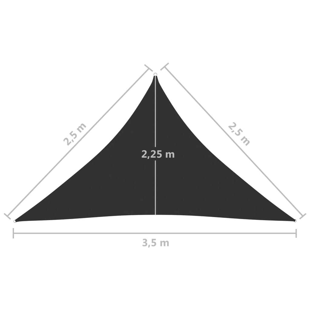 vidaXL päikesepuri, kolmnurk, 2,5 x 2,5 x 3,5 m, antratsiit