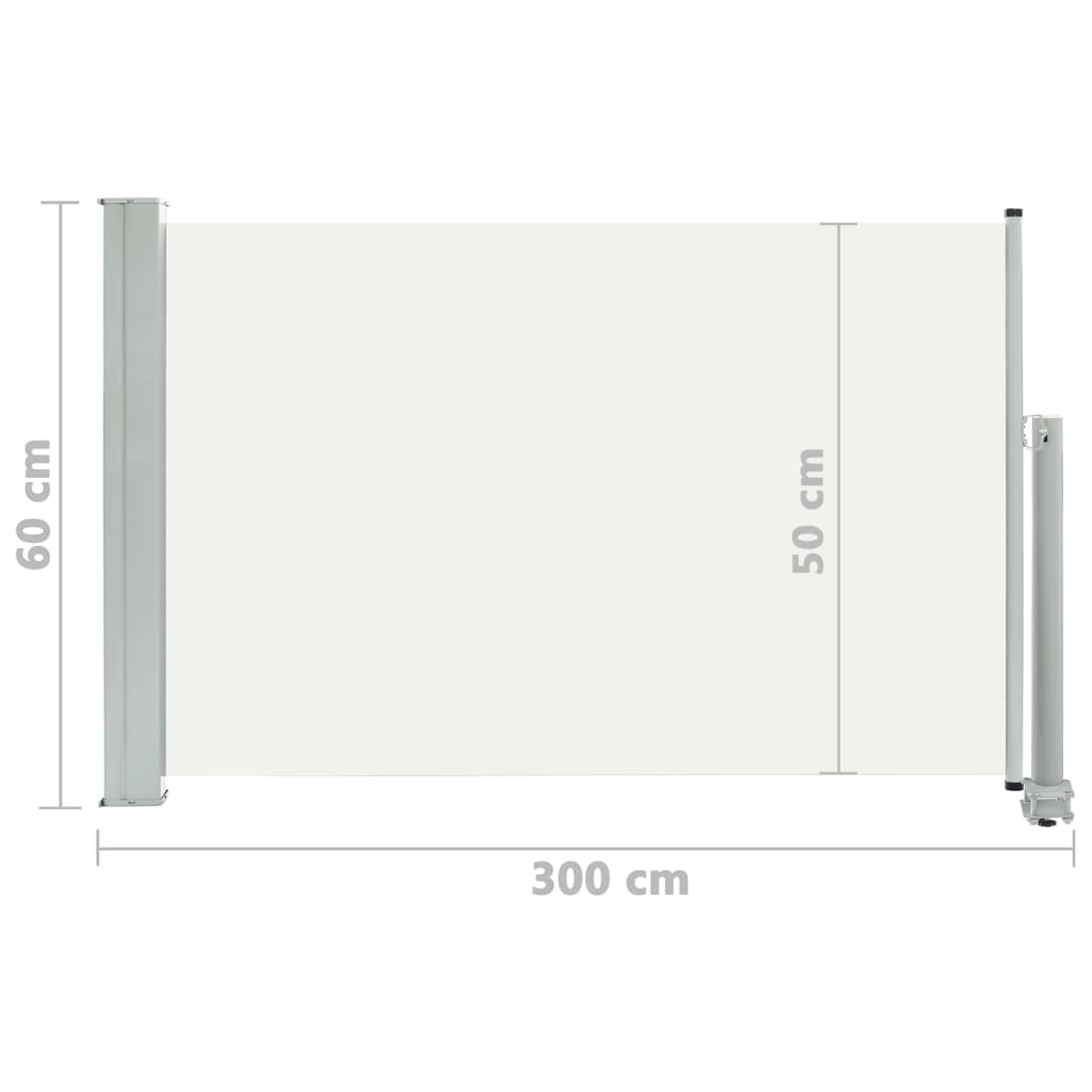 vidaXL lahtitõmmatav terrassi külgsein, 60 x 300 cm, kreemjasvalge