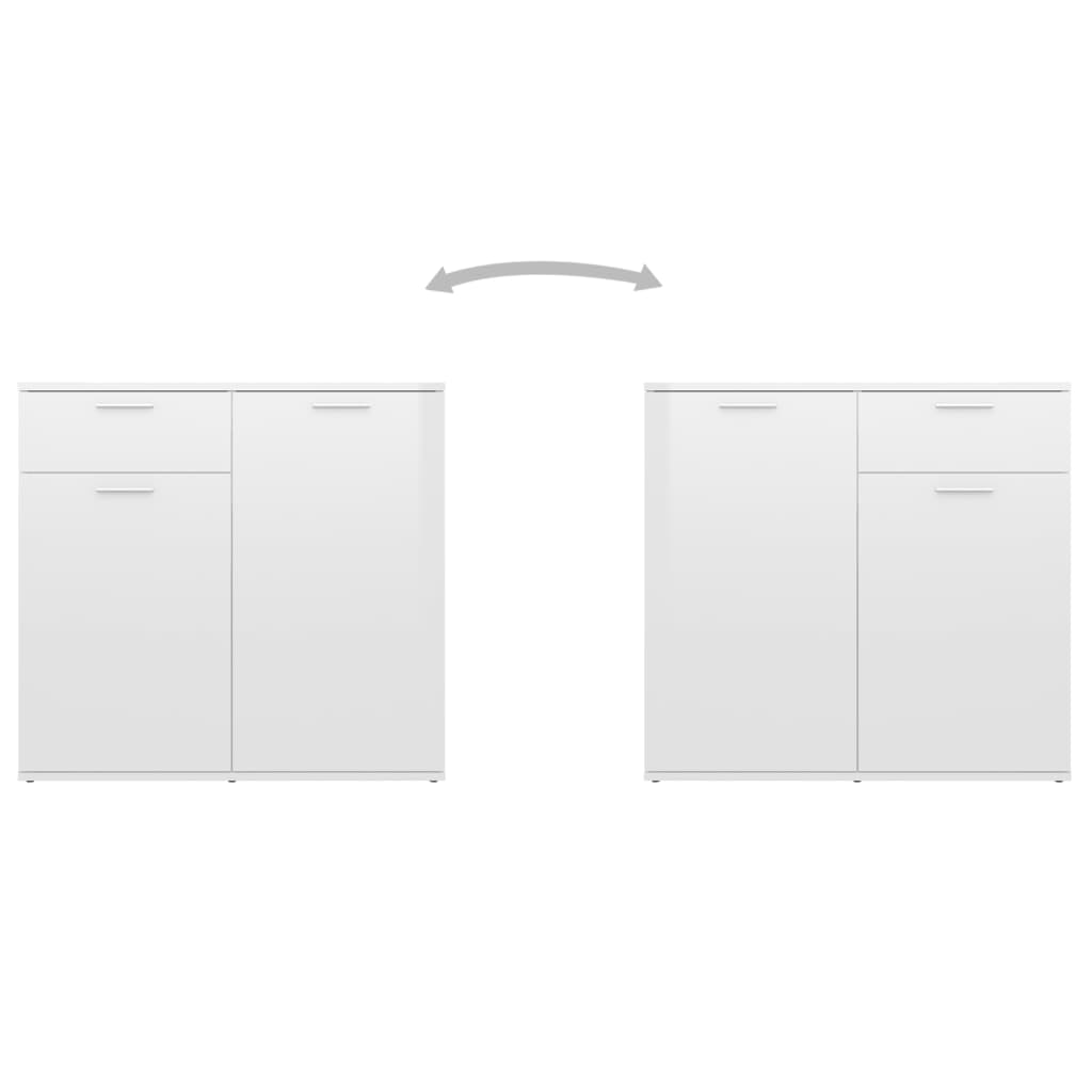 vidaXL puhvetkapp, kõrgläikega valge, 80 x 36 x 75 cm, puitlaastplaat