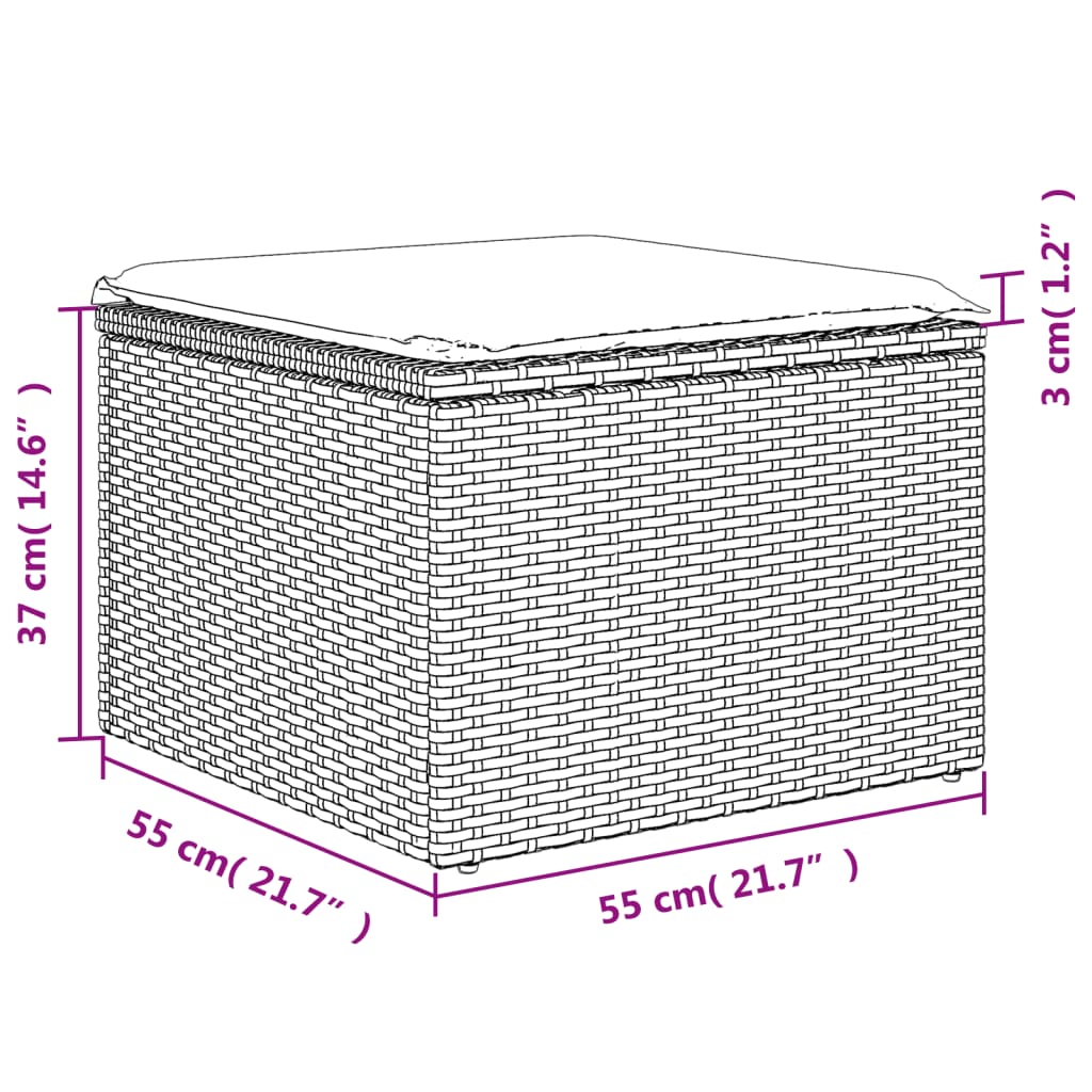 vidaXL aiatumba istmepadjaga, beež, 55 x 55 x 37 cm, polürotang