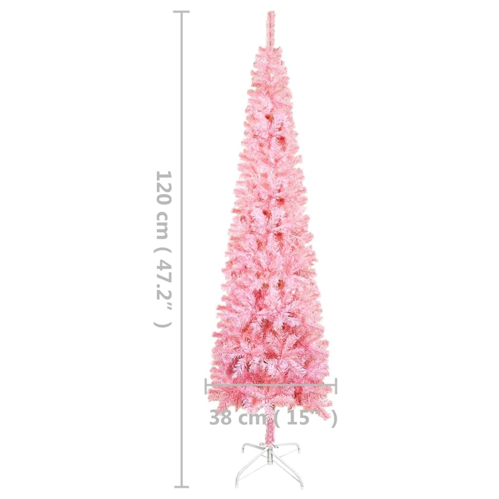 vidaXL kitsas valgustatud kunstkuusk roosa, 120 cm