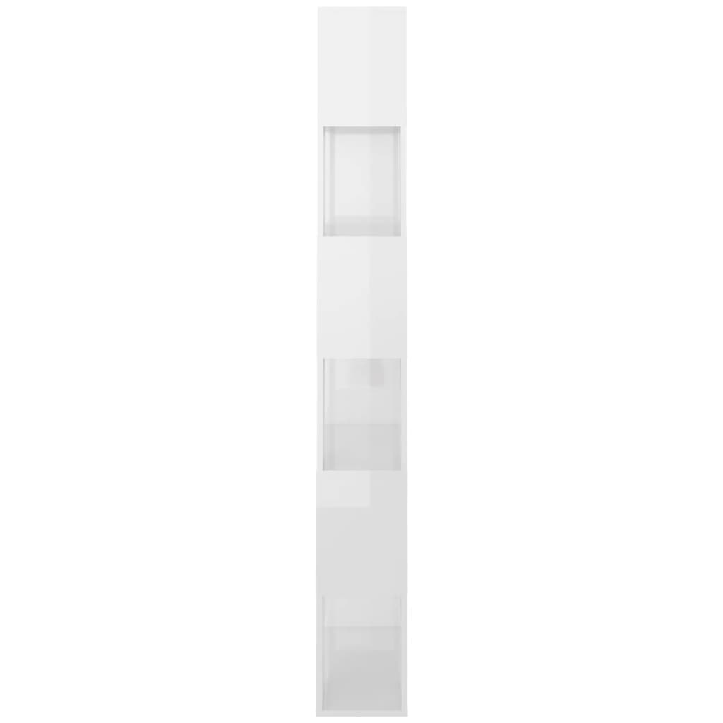 vidaXL raamaturiiul/ruumijagaja, kõrgläikega valge, 80 x 24 x 186 cm
