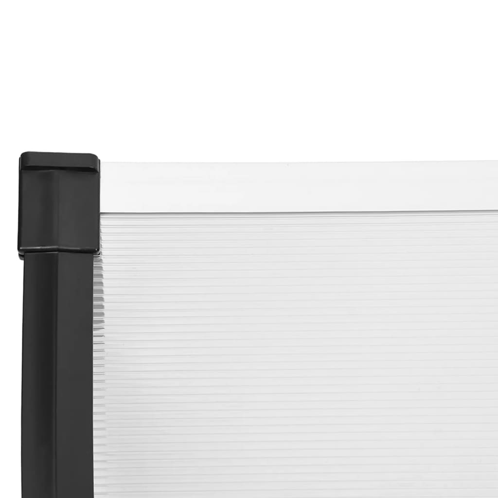 vidaXL ukse varikatus, must ja läbipaistev, 122x90 cm, polükarbonaat