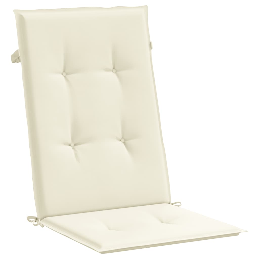 vidaXL kõrge seljatoega toolipadjad 4 tk, kreem, 120x50x3 cm, kangas