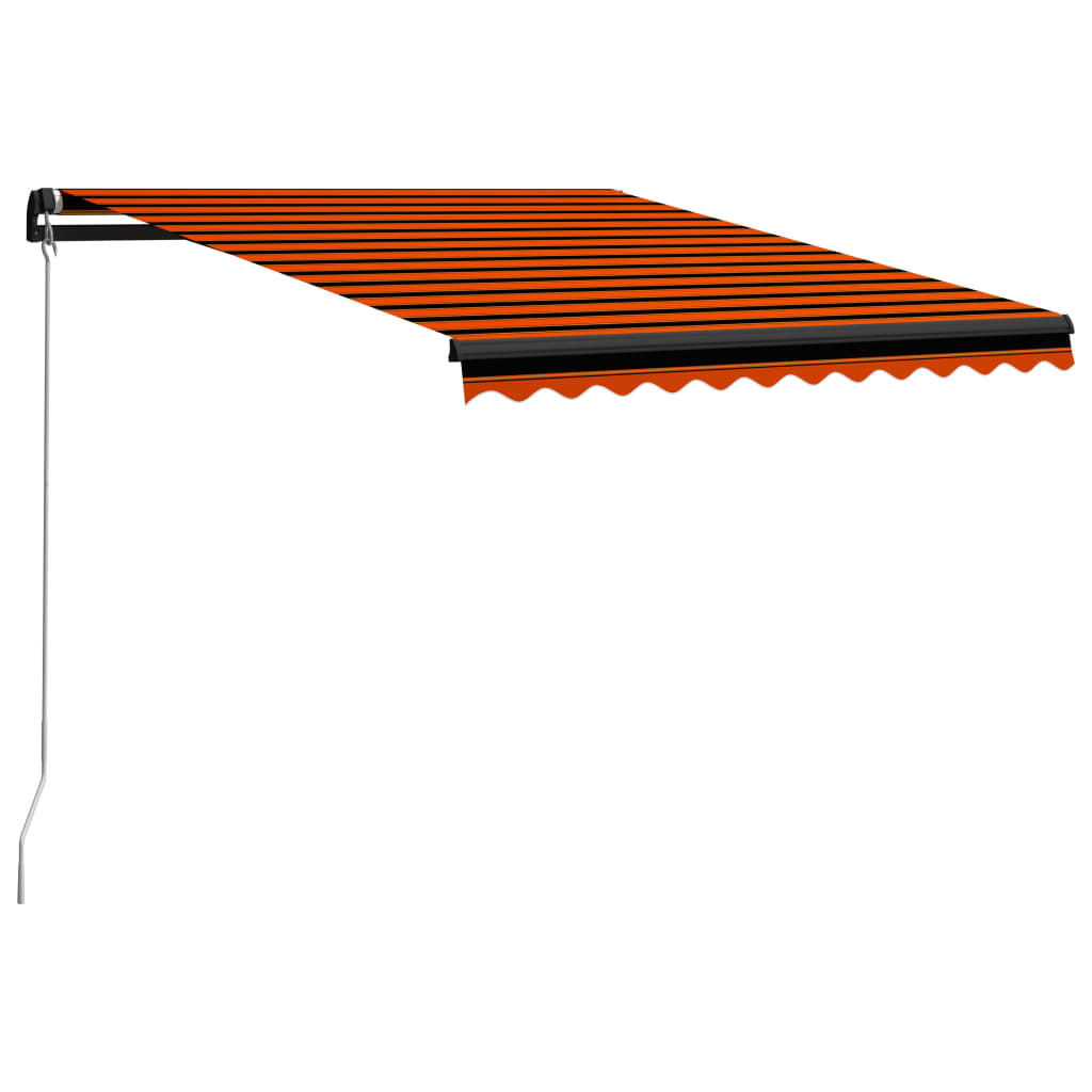 vidaXL käsitsi sissetõmmatav varikatus LED 300 x 250 cm oranž ja pruun