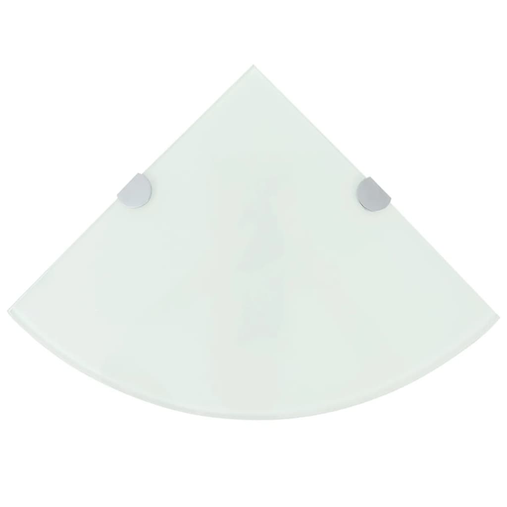 vidaXLi nurgariiul kroomitud tugedega, klaas, valge 35 x 35 cm