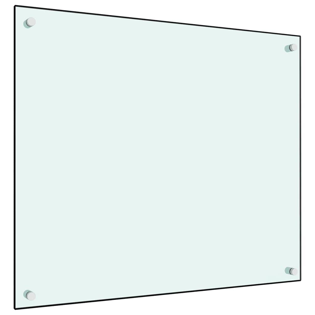 vidaXL köögi pritsmekaitse, valge, 70 x 60 cm, karastatud klaas