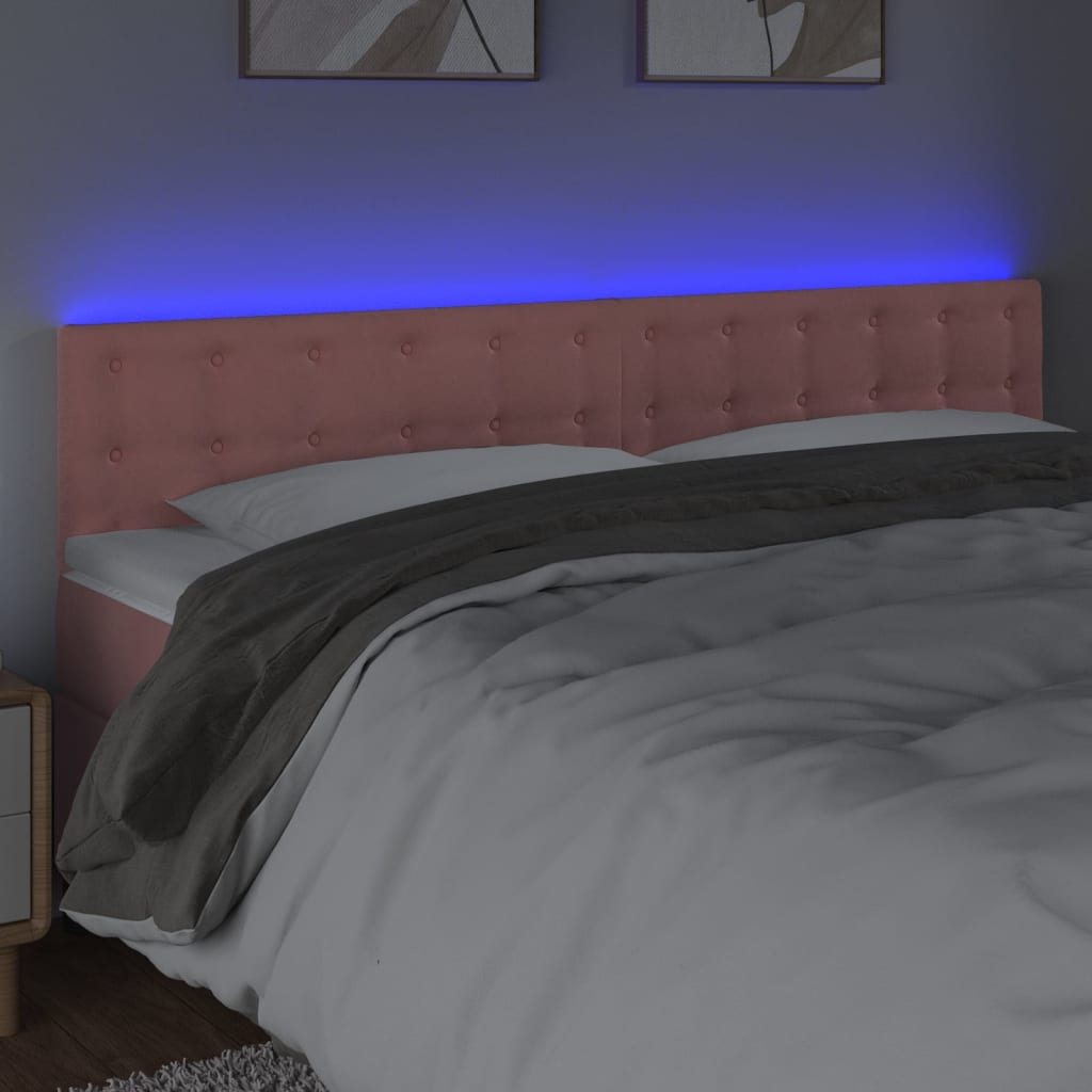 vidaXL LED-voodipeats, roosa, 160x5x78/88 cm, samet