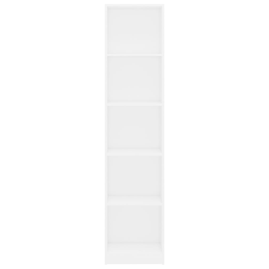 vidaXL 5-korruseline raamaturiiul valge 40x24x175 cm, puitlaastplaat