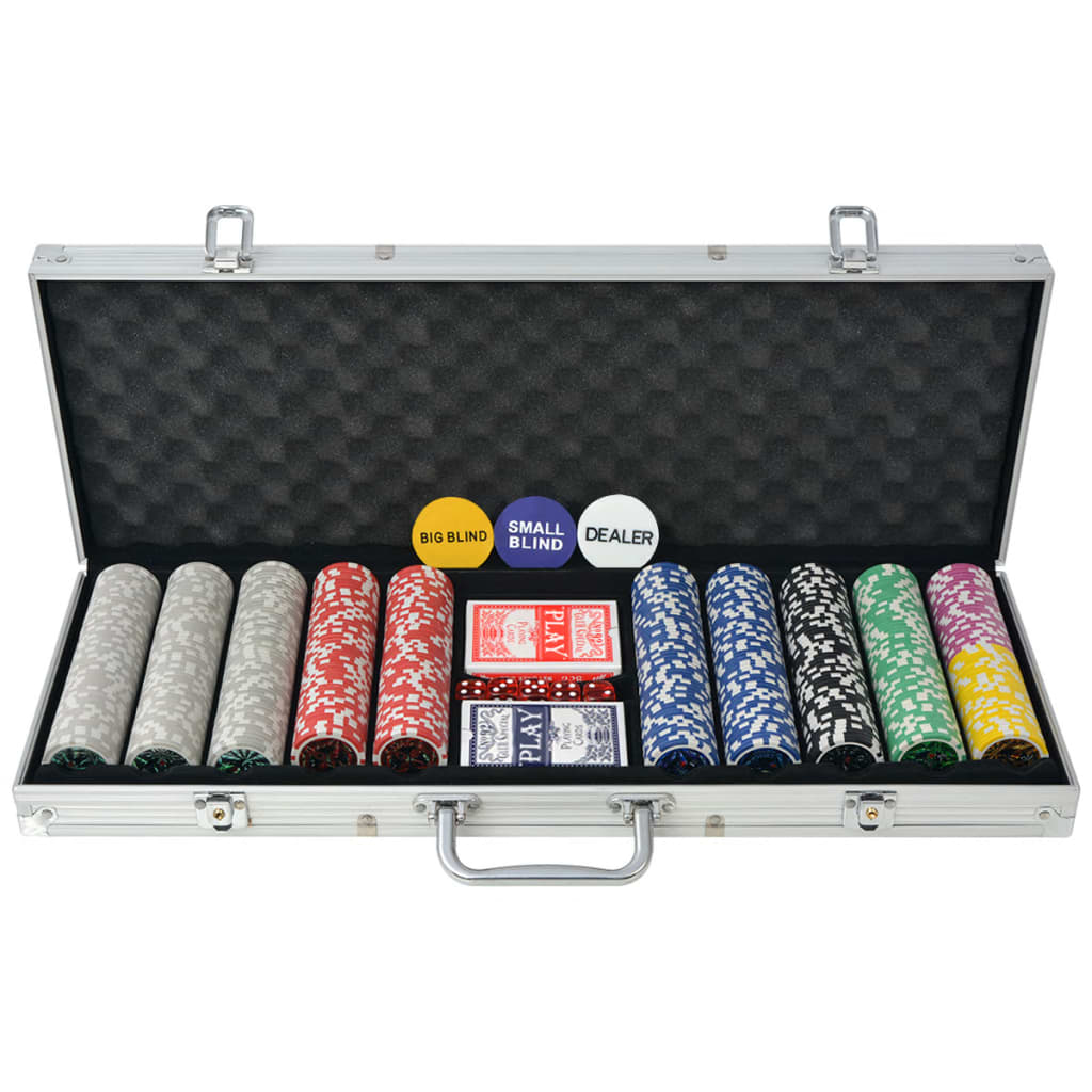 vidaXL 500 žetooniga pokkerikomplekt alumiiniumkohvris