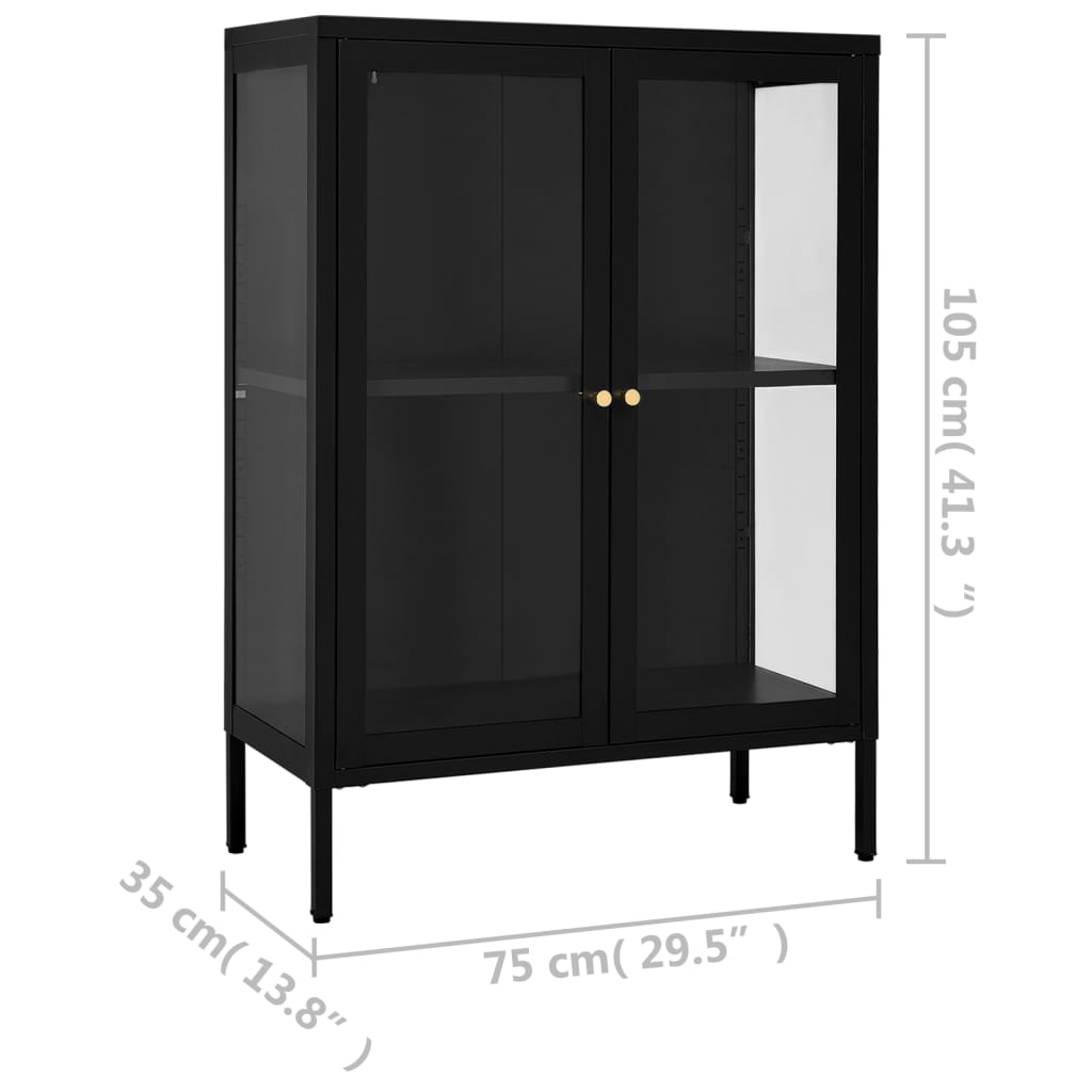vidaXL puhvetkapp, must, 75 x 35 x105 cm, teras ja klaas