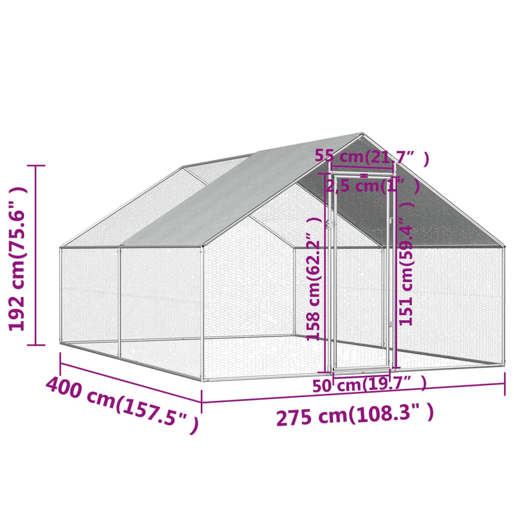 vidaXL kanapuur, 2,75 x 4 x 1,92 m, tsingitud teras