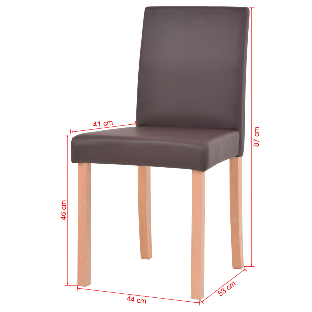 vidaXL söögilaud ja toolid, 7 osa, kunstnahast ja tammepuidust, pruun