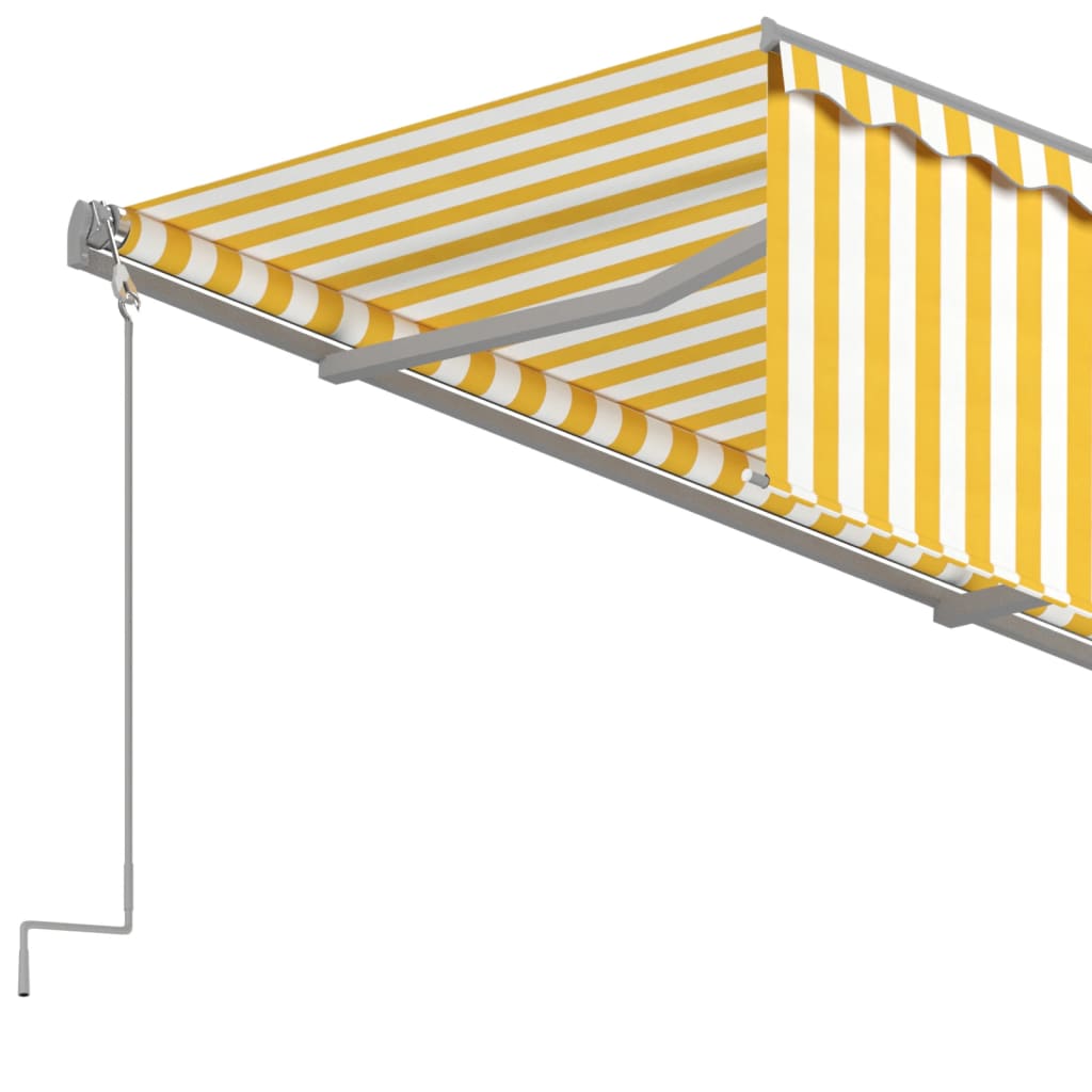 vidaXL käsitsi sissetõmmatav varikatus rulooga, 4x3m, kollane/valge