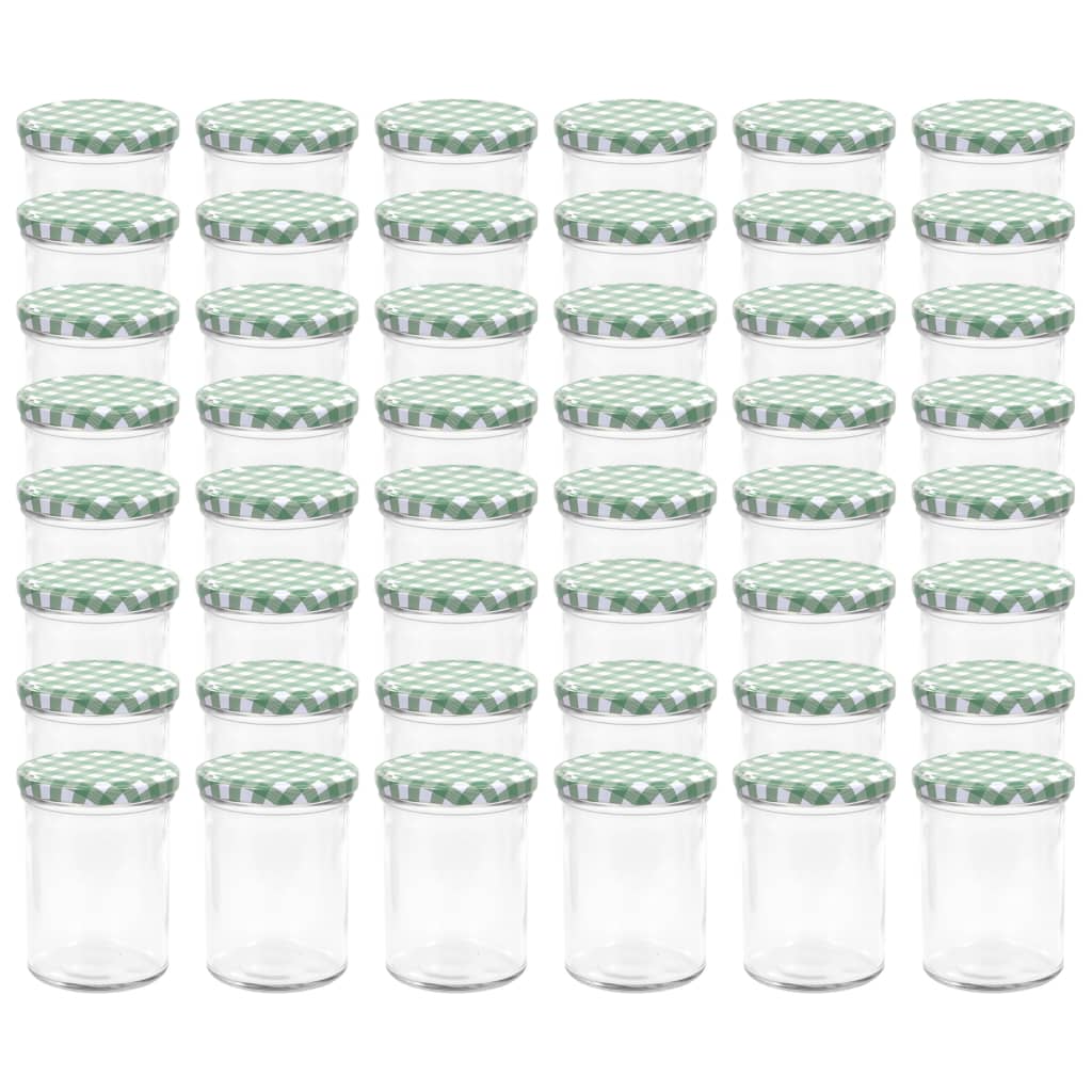vidaXL klaasist moosipurgid valge ja rohelise kaanega 48 tk, 400 ml