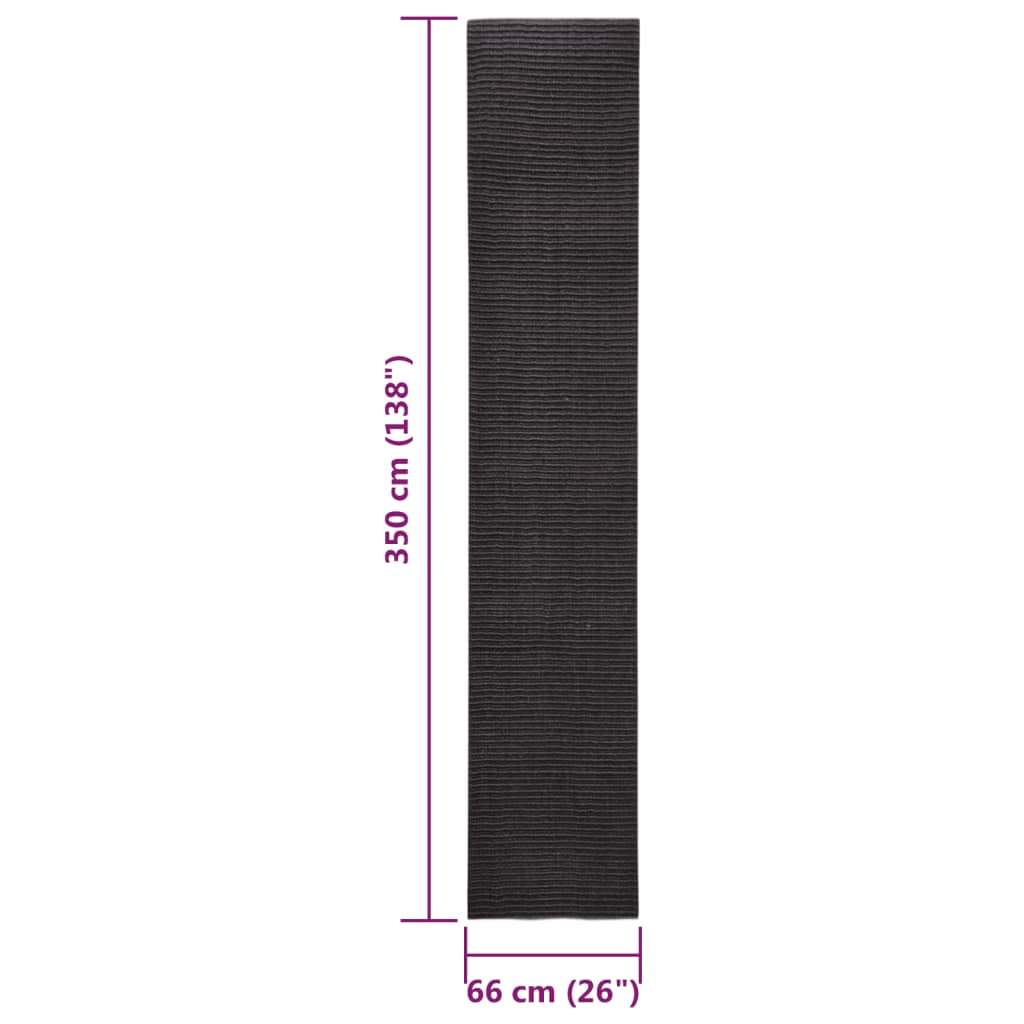 vidaXL sisalvaip kraapimispostile, must, 66x350 cm