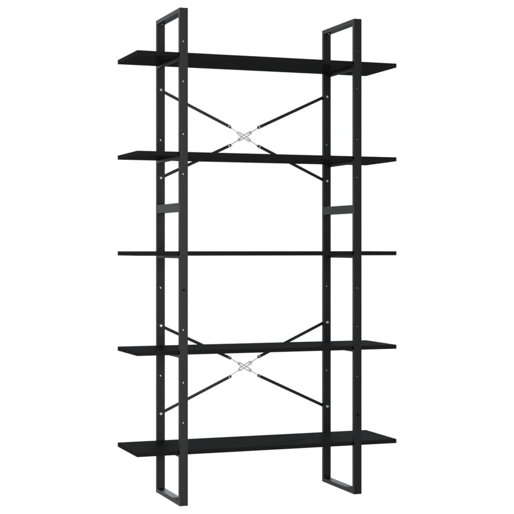 vidaXL 5-korruseline raamaturiiul, must, 100x30x175 cm, tehispuit