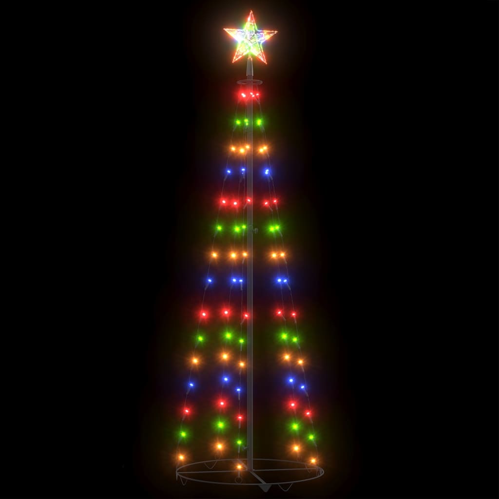 vidaXL koonusekujuline jõulupuu värviline 84 LEDi, 50 x 150 cm