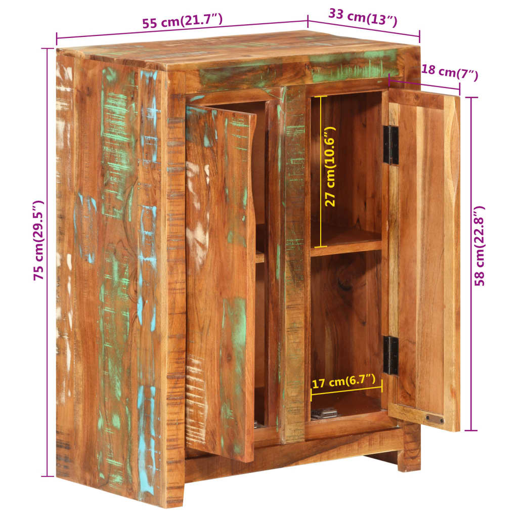 vidaXL puhvetkapp, 55 x 33 x 75 cm, taastatud puit