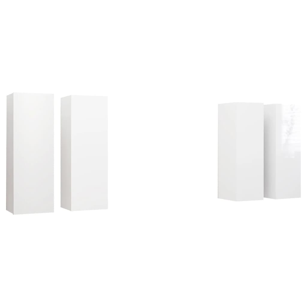 vidaXL telerikapid 4 tk kõrgläige, valge, 30,5x30x90 cm puitlaastplaat