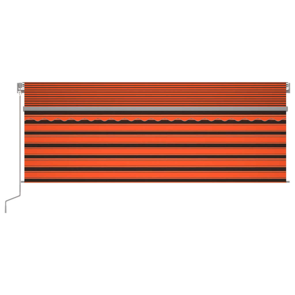 vidaXL käsitsi sissetõmmatav varikatus ruloo ja LEDiga, oranž/pruun