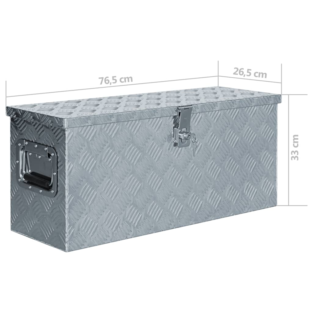 vidaXL alumiiniumist kast 76,5 x 26,5 x 33 cm, hõbedane