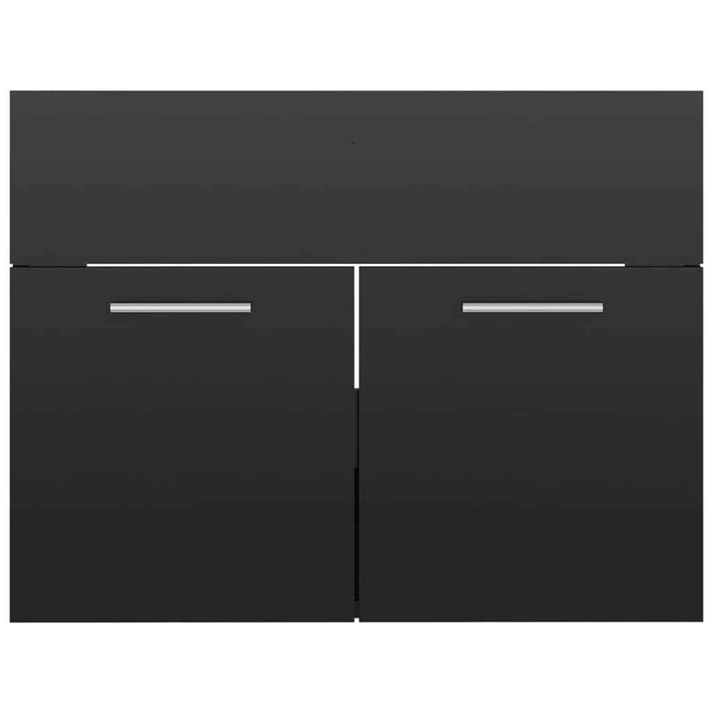 vidaXL 2-osaline vannitoamööbli komplekt, must, puitlaastplaat