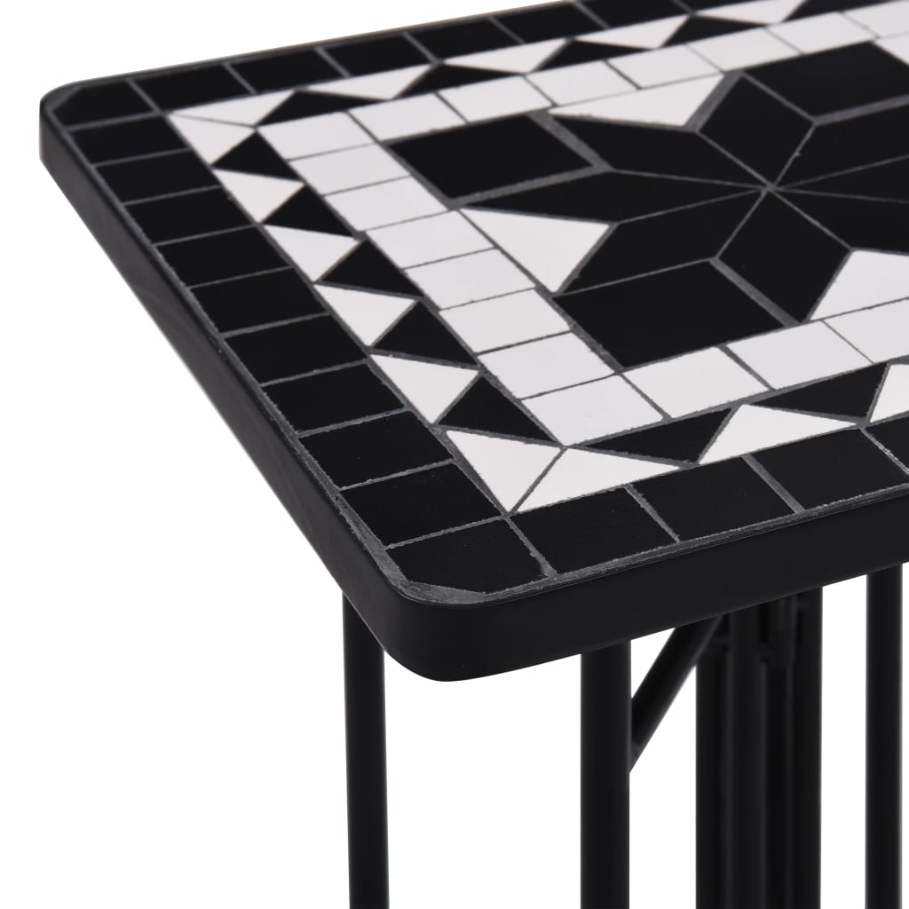 vidaXL mosaiikplaadiga laud, must ja valge, keraamiline