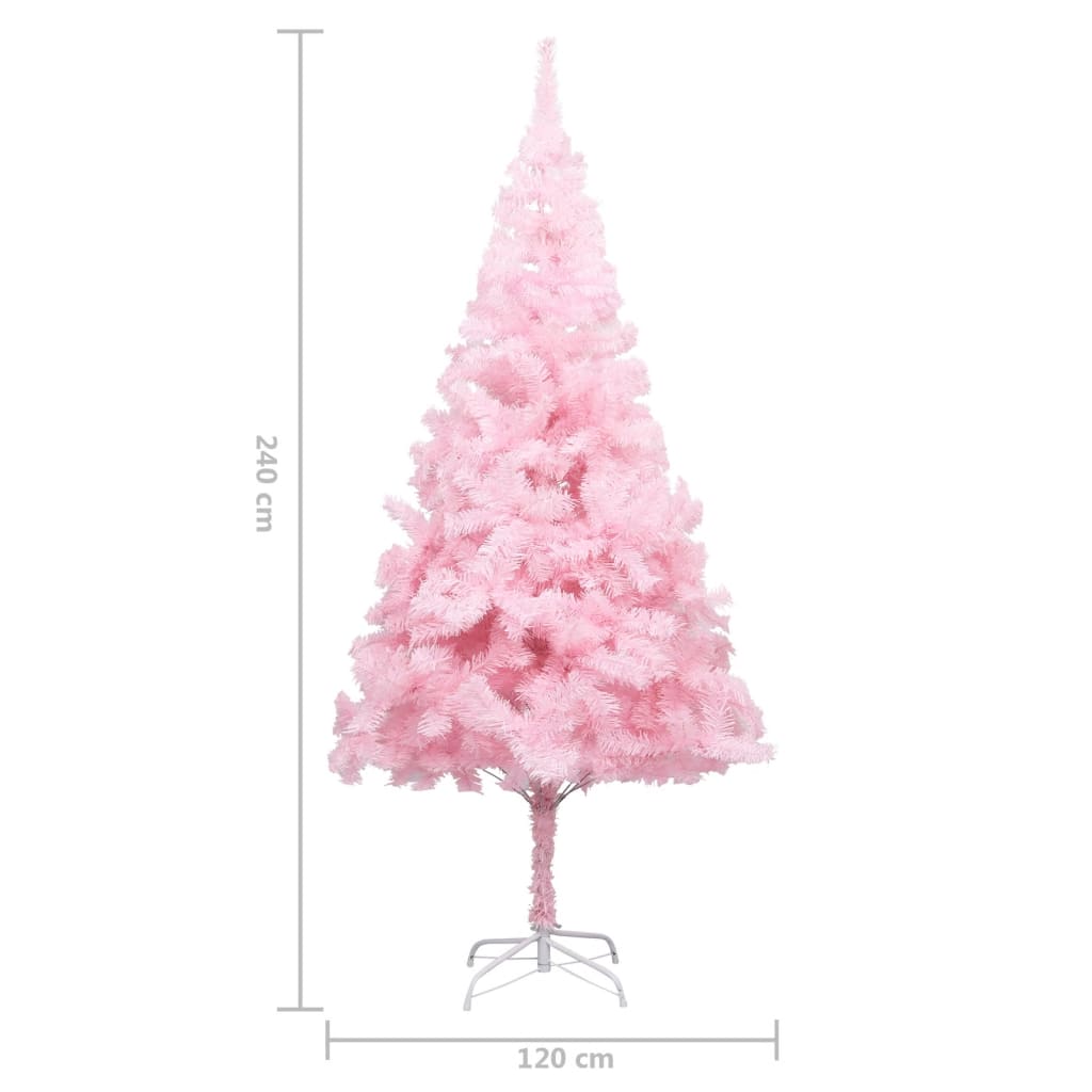 vidaXL valgustusega kunstkuusk kuulidega, roosa, 240 cm, PVC