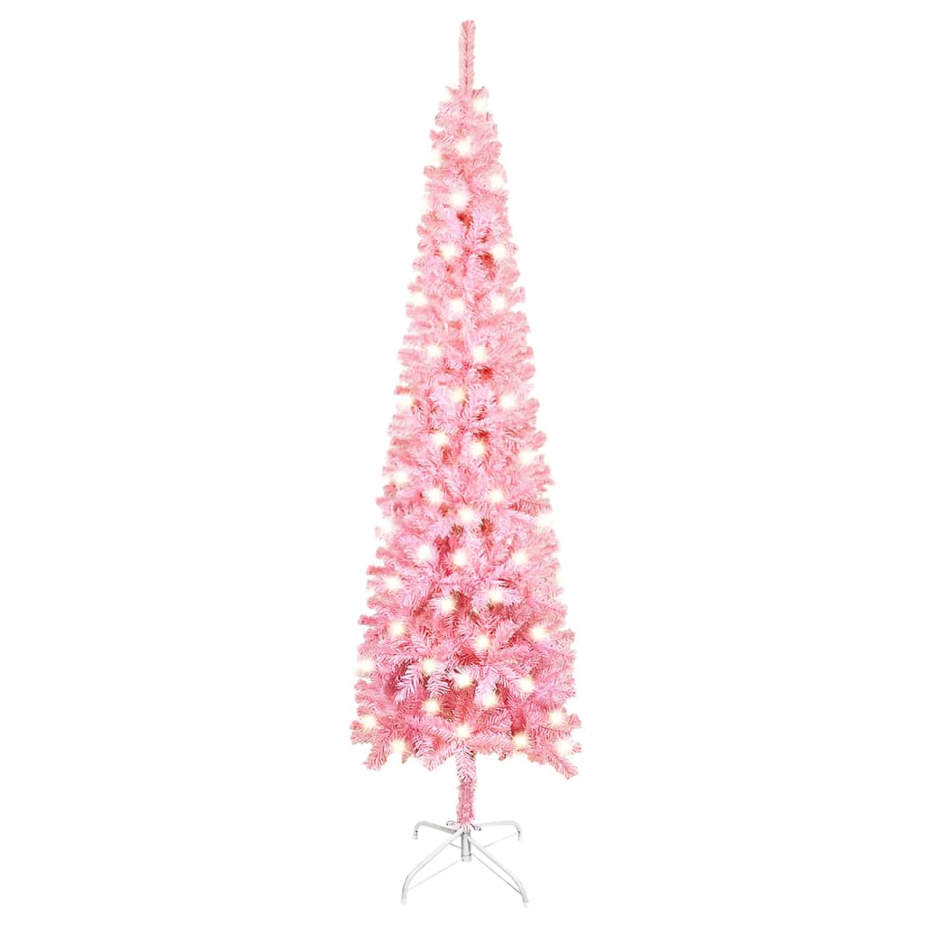 vidaXL kitsas valgustatud kunstkuusk roosa, 120 cm