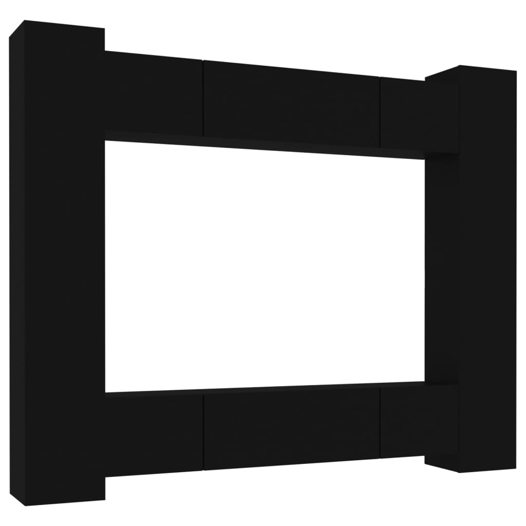 vidaXL 8-osaline telerikappide komplekt, must, tehispuit