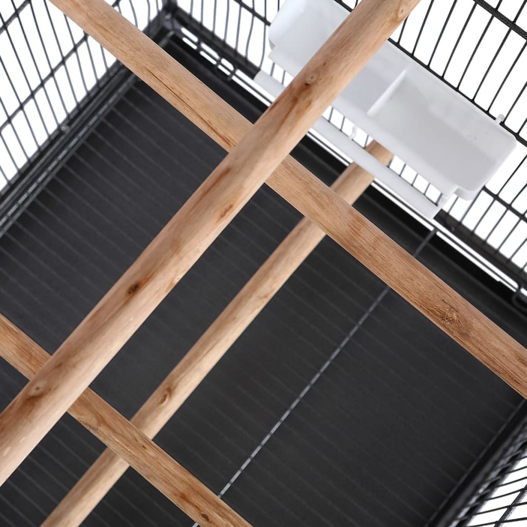 vidaXLi katusega linnupuur terasest 66 x 66 x 155 cm, must