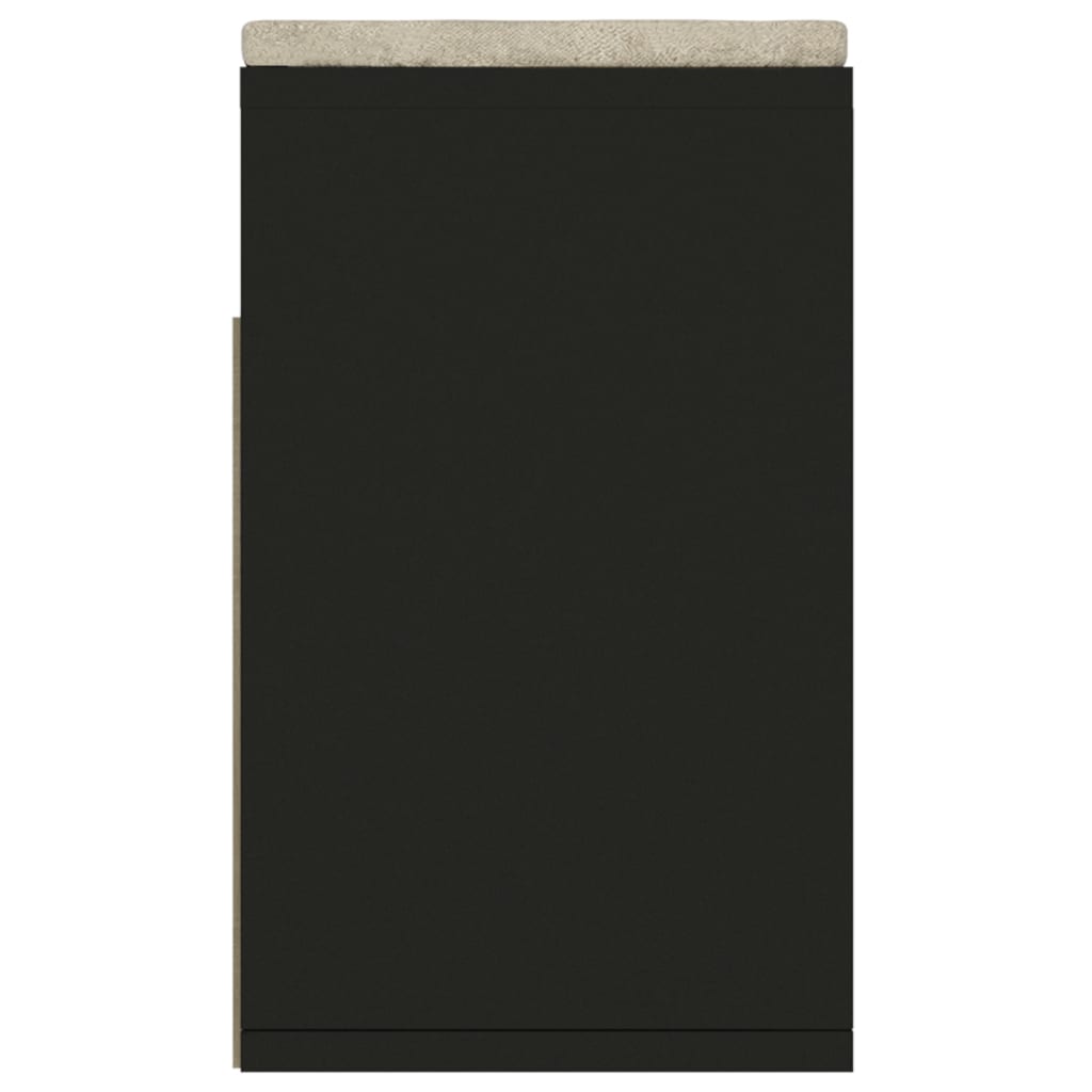 vidaXL jalatsipink padjaga, must, 104 x 30 x 49 cm, puitlaastplaat