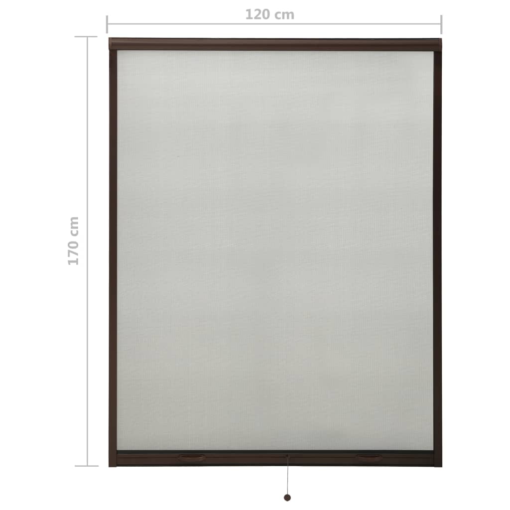 vidaXL allarullitav putukavõrk aknale, pruun, 120x170 cm