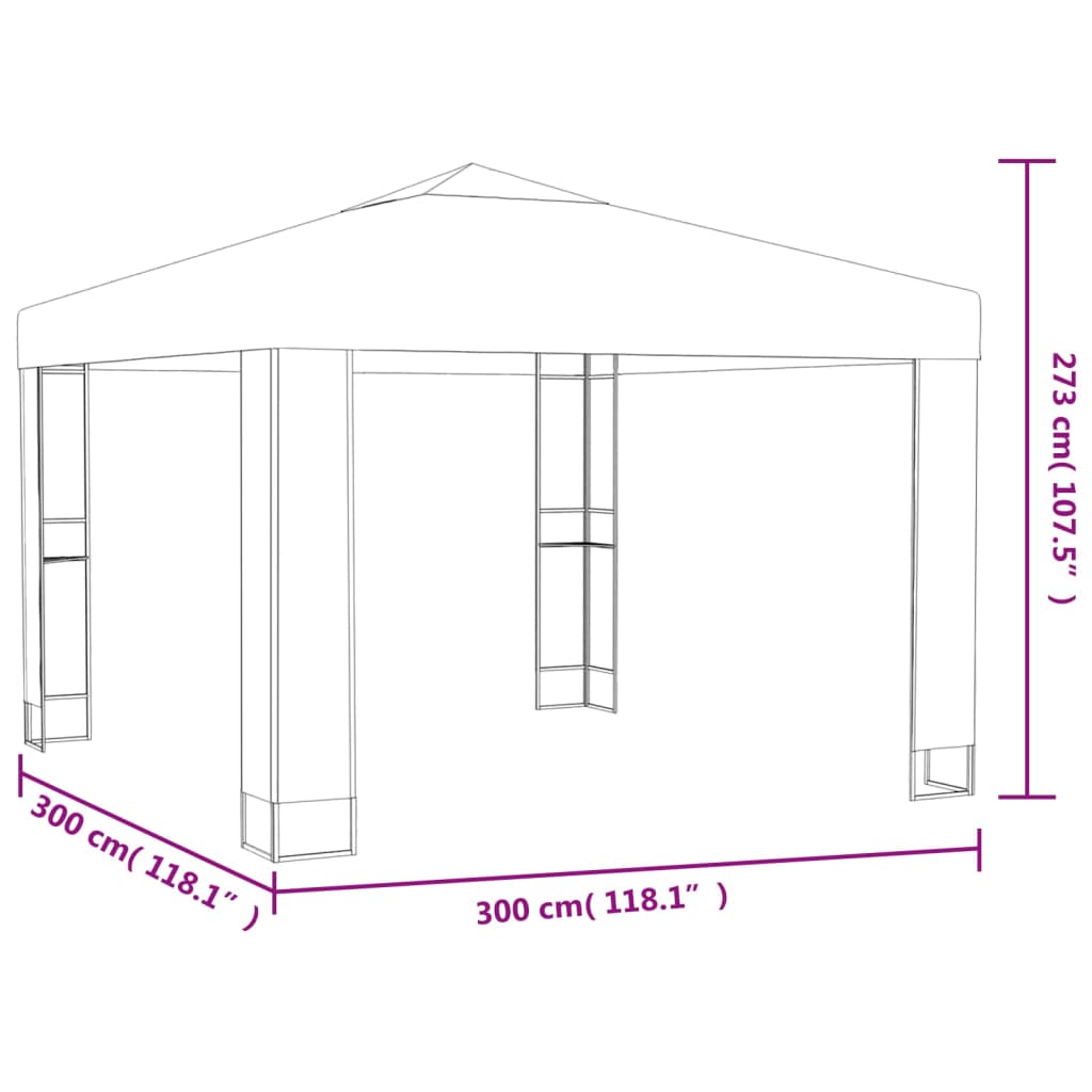 vidaXL varjualune, topeltkatusega, 3x3x2,7 m, pruunikashall, 180 g/m²