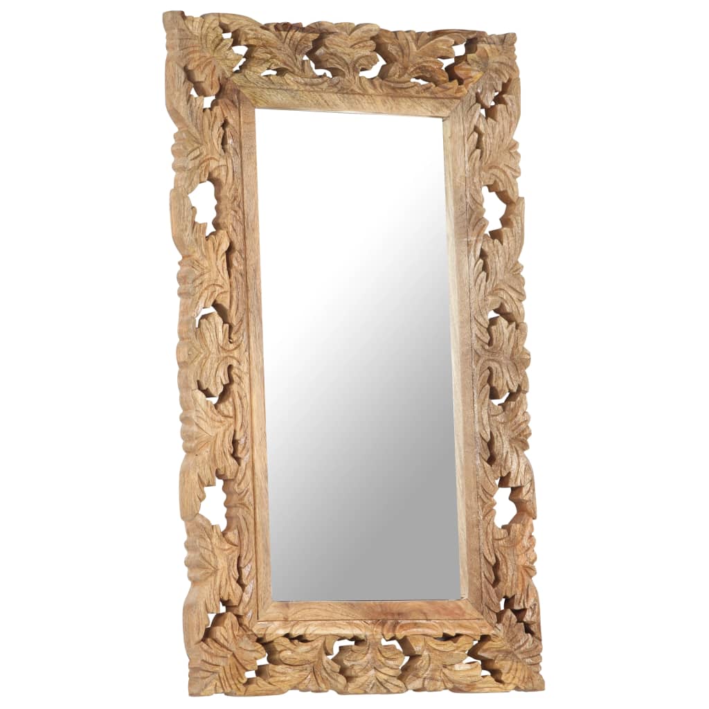 vidaXL, käsitsi nikerdatud peegel, pruun, 80 x 50 cm, mangopuit