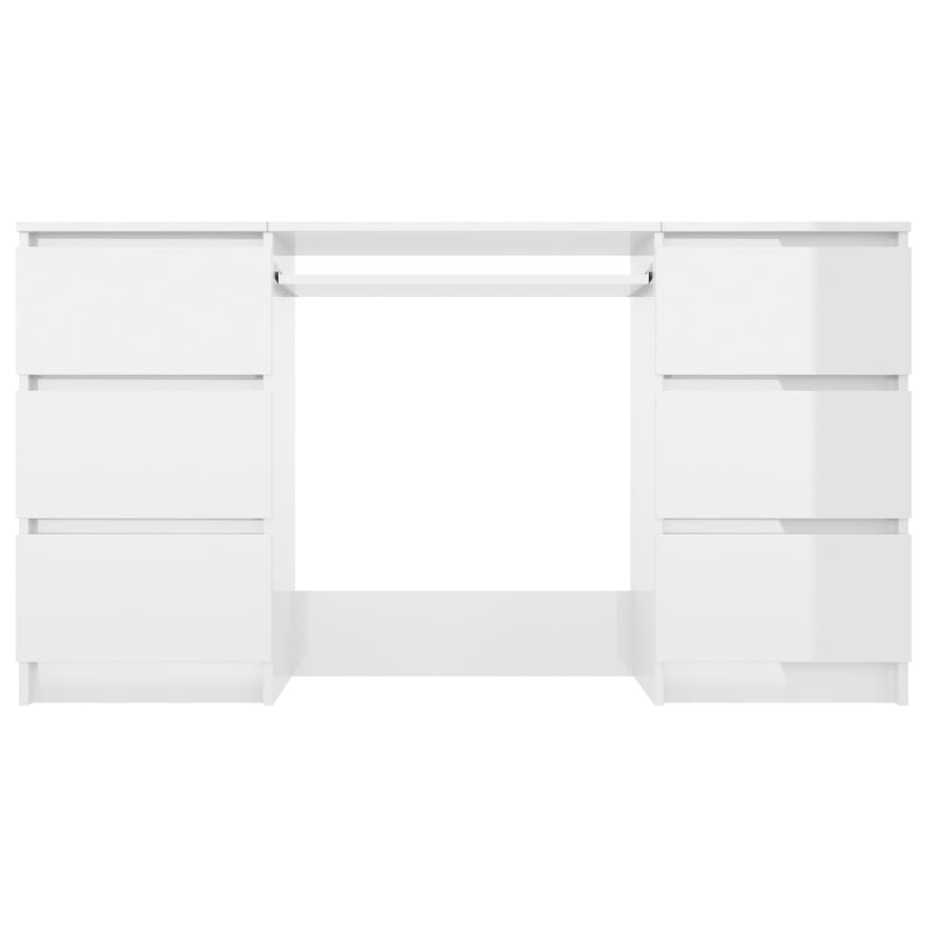 vidaXL kirjutuslaud, kõrgläikega valge, 140 x 50 x 77 cm tehispuit