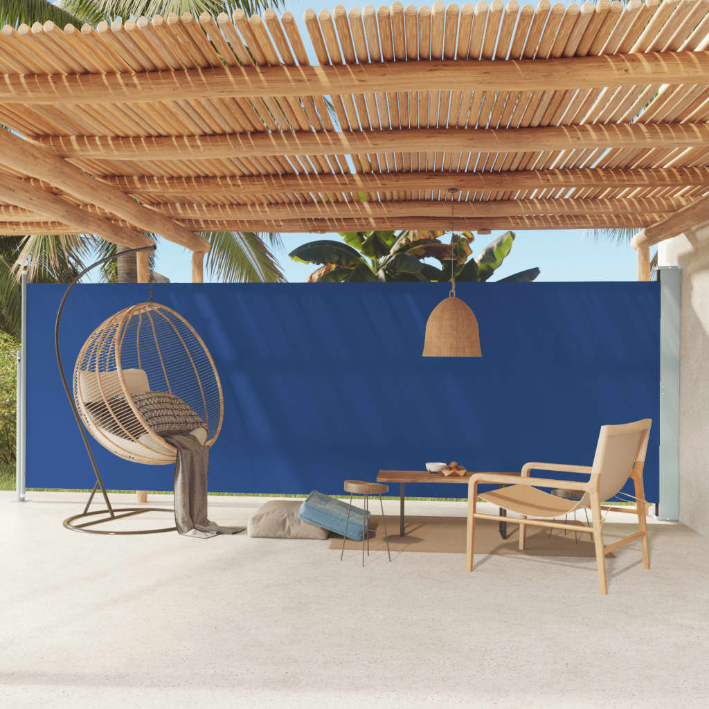 vidaXL lahtitõmmatav terrassi külgsein, 180x600 cm, sinine