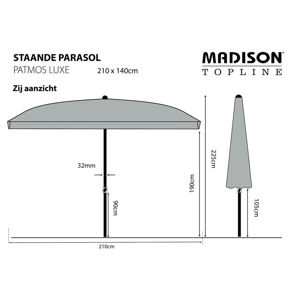 Madison päikesevari "Patmos Luxe" kandiline 210x140 cm, hall