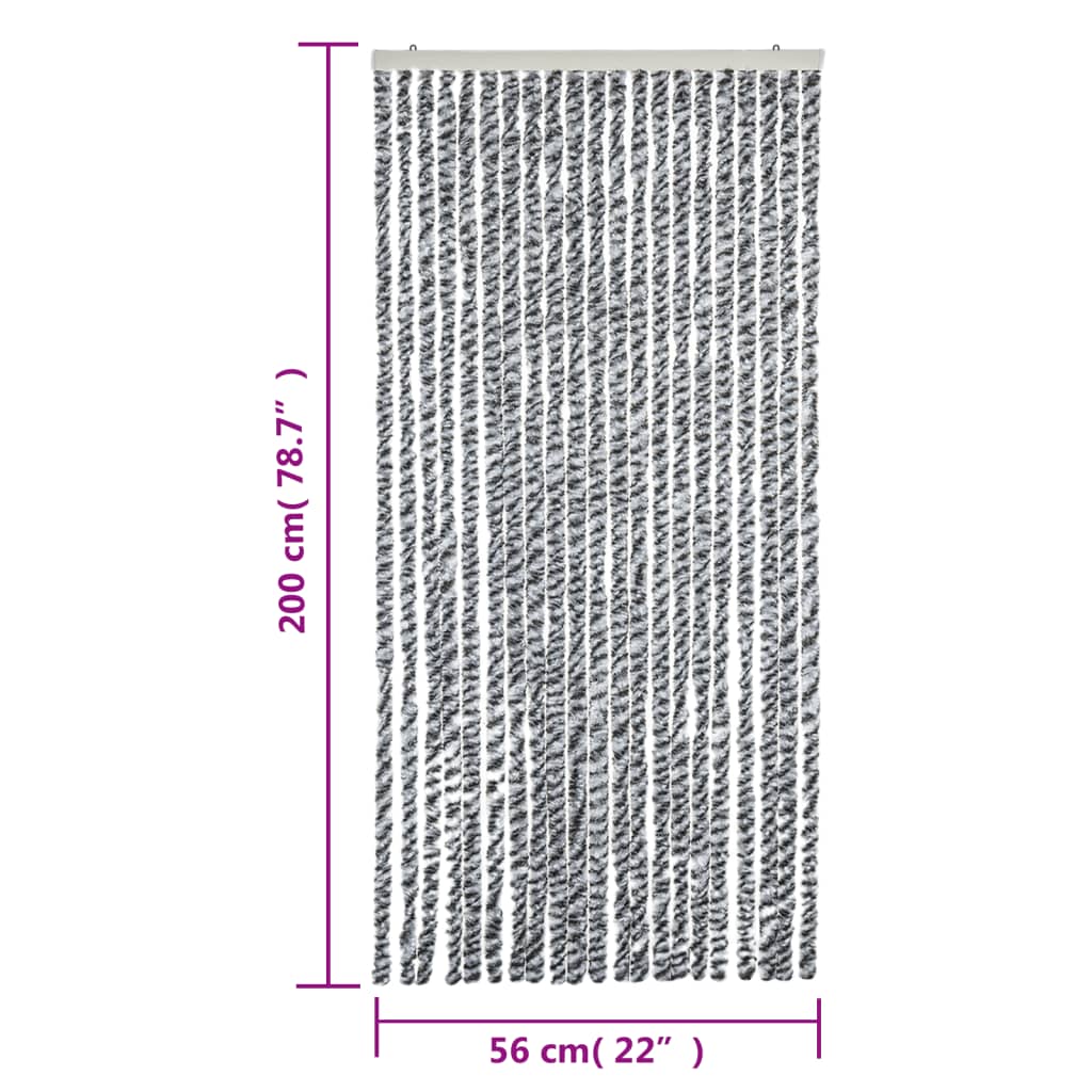vidaXL putukakardin, hall/must/valge, 56 x 200 cm, šenill