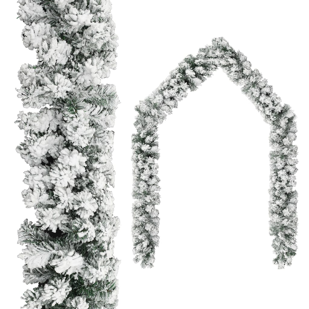 vidaXL jõuluvanik kunstlumega, roheline, 5 m, PVC